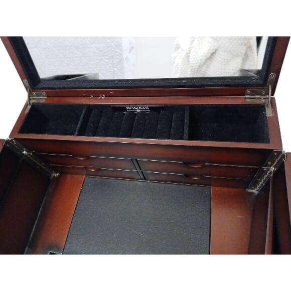 2005 Bombay Company Jewelry Chest 15x9 Compartment Drawers Cherry Wood Vintage - Picture 6 of 16